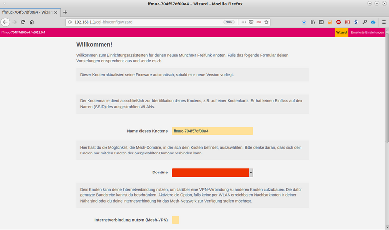 Bild: Screeenshot der LuCi-WEB-GUI nach Aufruf der Adresse 192.168.1.1