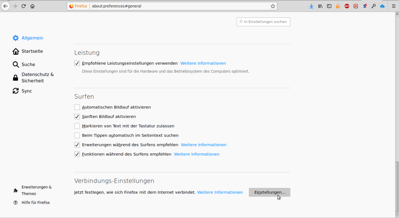 Picture: Firefox menuepoint settings Picture: Firefox menuepoint settings