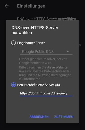 Picture: Settingoptions on “Infra” App under Android Picture: Settingoptions on “Infra” App under Android