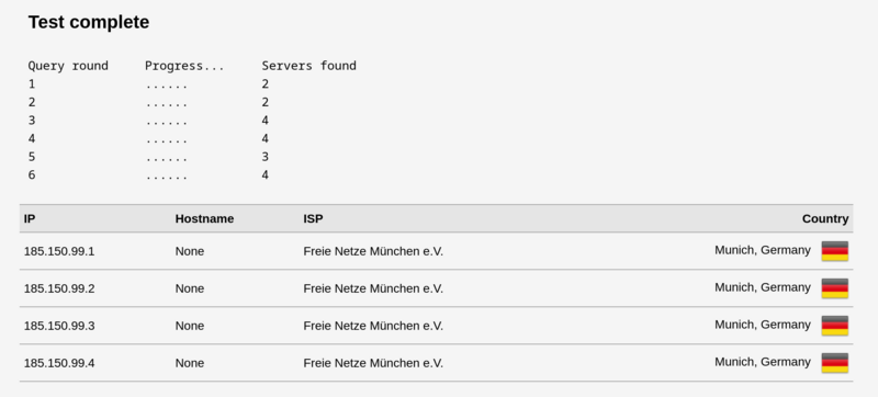  Bild: Ergebnis beim Testen via dnsleaktest.com 